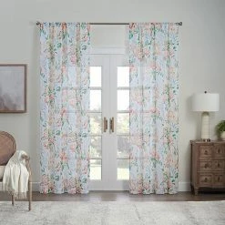 Waverly Blushing Blooms Rod Pocket Sheer Window Curtain Panel Blue -Waverly Shop unnamed file 192