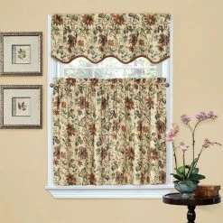 Waverly Felicite Tier Kitchen Window Curtain Set - 60'' X 36'' Creme