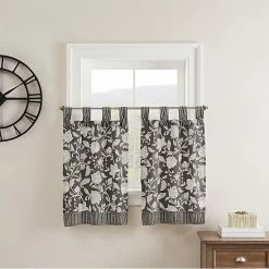 Waverly Stencil Vine Window Tier Pair Linen