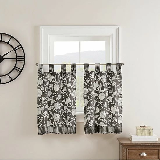 Waverly Stencil Vine Window Tier Pair Linen 1 Waverly Stencil Vine Window Tier Pair Linen