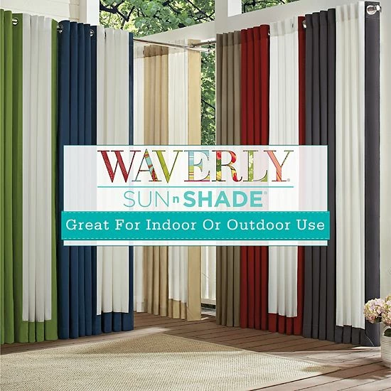 Waverly Hampton Indoor/Outdoor Border Window Curtain Blue 2 Waverly Hampton Indoor/Outdoor Border Window Curtain Blue - Image 2