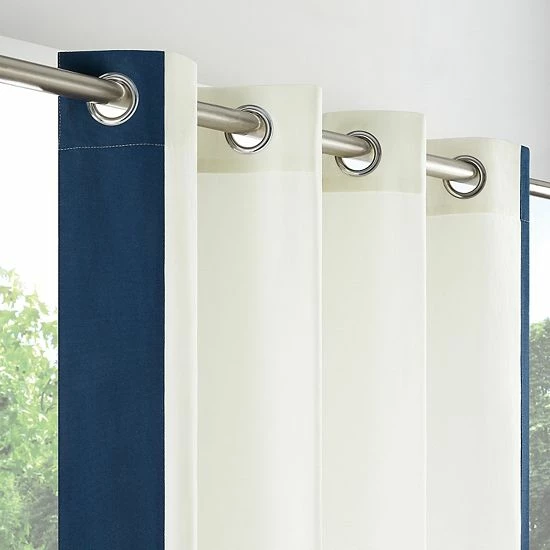 Waverly Hampton Indoor/Outdoor Border Window Curtain Blue 3 Waverly Hampton Indoor/Outdoor Border Window Curtain Blue - Image 3