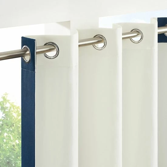 Waverly Hampton Indoor/Outdoor Border Window Curtain Blue 4 Waverly Hampton Indoor/Outdoor Border Window Curtain Blue - Image 4