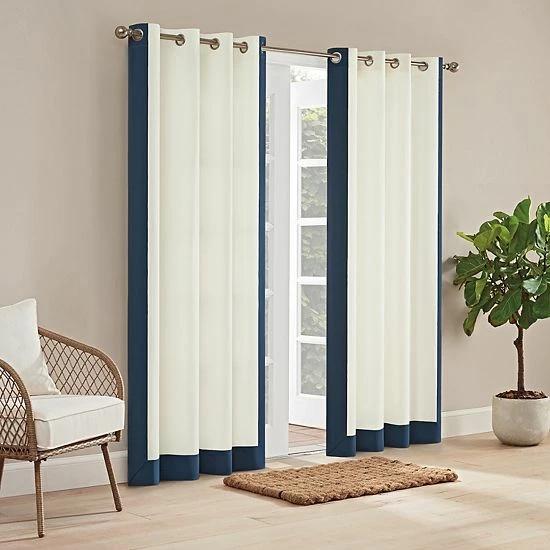 Waverly Hampton Indoor/Outdoor Border Window Curtain Blue 14 Waverly Hampton Indoor/Outdoor Border Window Curtain Blue - Image 14