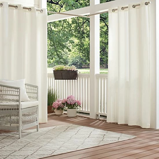Waverly Hampton Indoor/Outdoor Solid Window Curtain Linen 2 Waverly Hampton Indoor/Outdoor Solid Window Curtain Linen - Image 2
