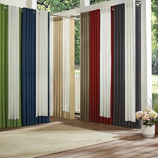 Waverly Hampton Indoor/Outdoor Solid Window Curtain Linen 8 Waverly Hampton Indoor/Outdoor Solid Window Curtain Linen - Image 8