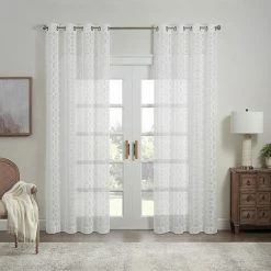Waverly Eureka Burnout Sheer Grommeted Window Curtain Panel