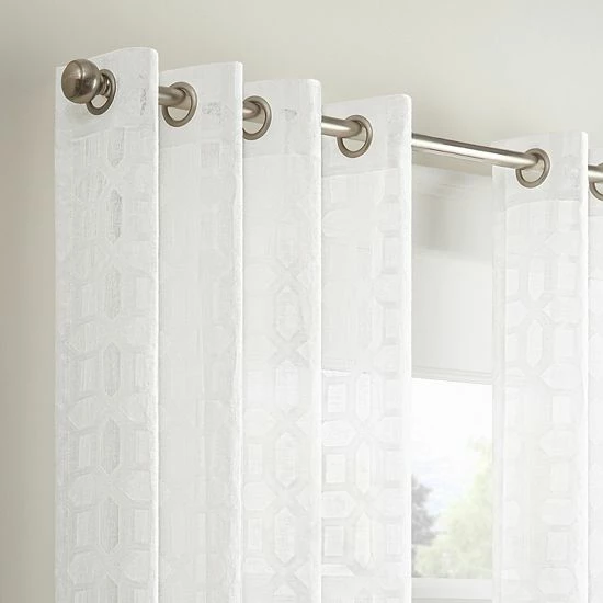 Waverly Eureka Burnout Sheer Grommeted Window Curtain Panel 2 Waverly Eureka Burnout Sheer Grommeted Window Curtain Panel - Image 2