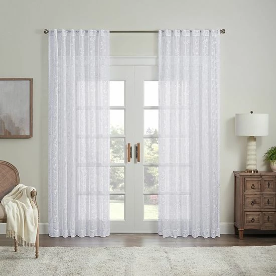 Waverly Indochina Rod Pocket Back Tab Sheer Window Curtain Panel 1 Waverly Indochina Rod Pocket Back Tab Sheer Window Curtain Panel