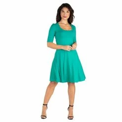 Women's 24seven Comfort Apparel Knee Length A-Line Dress Blue 11 Women's 24seven Comfort Apparel Knee Length A-Line Dress Blue -Waverly Shop unnamed file 817