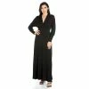 Women's 24seven Comfort Apparel V-Neck Long Sleeve Flared Maxi Dress