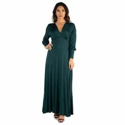 Women's 24seven Comfort Apparel V-Neck Long Sleeve Flared Maxi Dress -Waverly Shop unnamed file 846