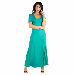 Women's 24seven Comfort Apparel Scoopneck Maxi Dress Green -Waverly Shop unnamed file 851
