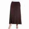 Plus Size 24Seven Comfort Apparel Comfortable Fit Elastic Waist Maxi Skirt Heather