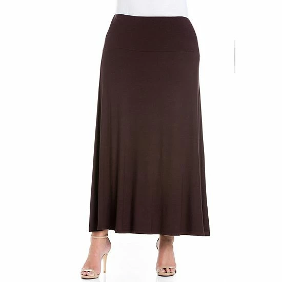 Plus Size 24Seven Comfort Apparel Comfortable Fit Elastic Waist Maxi Skirt Heather 1 Plus Size 24Seven Comfort Apparel Comfortable Fit Elastic Waist Maxi Skirt Heather