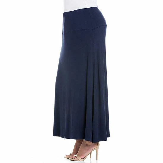 Plus Size 24Seven Comfort Apparel Comfortable Fit Elastic Waist Maxi Skirt Heather 3 Plus Size 24Seven Comfort Apparel Comfortable Fit Elastic Waist Maxi Skirt Heather - Image 3