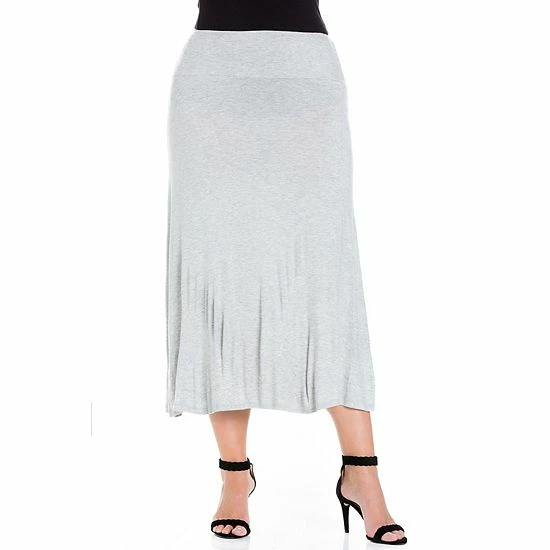Plus Size 24Seven Comfort Apparel Comfortable Fit Elastic Waist Maxi Skirt Heather 5 Plus Size 24Seven Comfort Apparel Comfortable Fit Elastic Waist Maxi Skirt Heather - Image 5