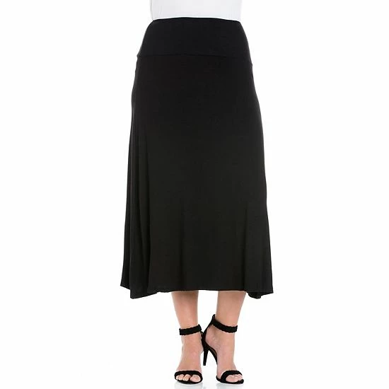 Plus Size 24Seven Comfort Apparel Comfortable Fit Elastic Waist Maxi Skirt Heather 7 Plus Size 24Seven Comfort Apparel Comfortable Fit Elastic Waist Maxi Skirt Heather - Image 7