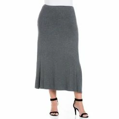 Plus Size 24Seven Comfort Apparel Comfortable Fit Elastic Waist Maxi Skirt Heather 20 Plus Size 24Seven Comfort Apparel Comfortable Fit Elastic Waist Maxi Skirt Heather -Waverly Shop unnamed file 862