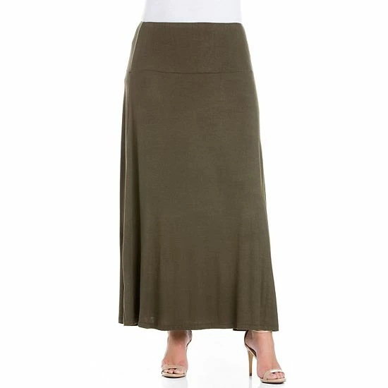 Plus Size 24Seven Comfort Apparel Comfortable Fit Elastic Waist Maxi Skirt Heather 10 Plus Size 24Seven Comfort Apparel Comfortable Fit Elastic Waist Maxi Skirt Heather - Image 10