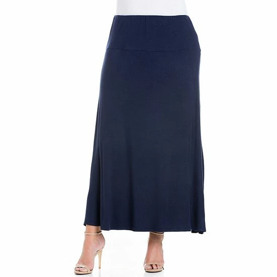 Plus Size 24Seven Comfort Apparel Comfortable Fit Elastic Waist Maxi Skirt Heather 11 Plus Size 24Seven Comfort Apparel Comfortable Fit Elastic Waist Maxi Skirt Heather - Image 11
