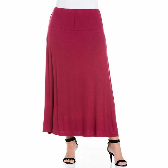 Plus Size 24Seven Comfort Apparel Comfortable Fit Elastic Waist Maxi Skirt Heather 12 Plus Size 24Seven Comfort Apparel Comfortable Fit Elastic Waist Maxi Skirt Heather - Image 12