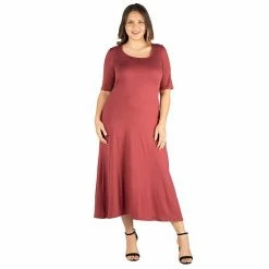 Plus Size 24seven Comfort Apparel Elbow Length Sleeve Maxi Dress Blue 9 Plus Size 24seven Comfort Apparel Elbow Length Sleeve Maxi Dress Blue -Waverly Shop unnamed file 869