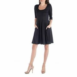 Women's 24Seven Comfort Apparel Three-Quarter Sleeve Fit And Flare Mini Dress Navy 16 Women's 24Seven Comfort Apparel Three-Quarter Sleeve Fit And Flare Mini Dress Navy -Waverly Shop unnamed file 882