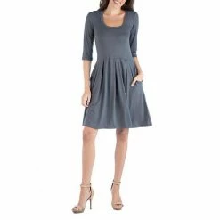 Women's 24Seven Comfort Apparel Three-Quarter Sleeve Fit And Flare Mini Dress Navy 19 Women's 24Seven Comfort Apparel Three-Quarter Sleeve Fit And Flare Mini Dress Navy -Waverly Shop unnamed file 885