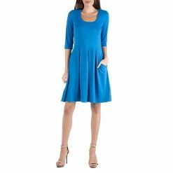Women's 24Seven Comfort Apparel Three-Quarter Sleeve Fit And Flare Mini Dress Navy 20 Women's 24Seven Comfort Apparel Three-Quarter Sleeve Fit And Flare Mini Dress Navy -Waverly Shop unnamed file 886