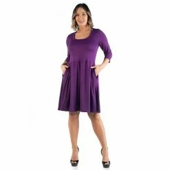Plus Size 24Seven Comfort Apparel Fit And Flare Dress Red -Waverly Shop unnamed file 920
