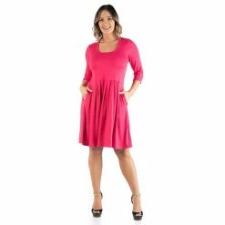 Plus Size 24Seven Comfort Apparel Fit And Flare Dress Red -Waverly Shop unnamed file 926