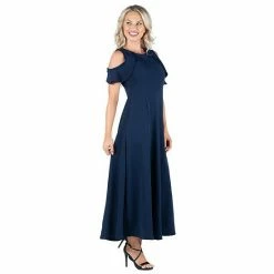 Women's 24seven Comfort Apparel Ruffled Cold Shoulder A-Line Maxi Dress Green -Waverly Shop unnamed file 929