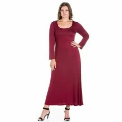 Plus Size 24seven Comfort Apparel Long Sleeve Maxi Dress Black