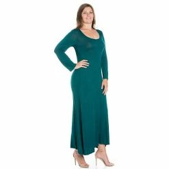 Plus Size 24seven Comfort Apparel Long Sleeve Maxi Dress Black -Waverly Shop unnamed file 987
