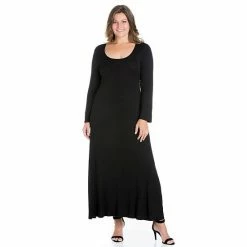 Plus Size 24seven Comfort Apparel Long Sleeve Maxi Dress Black -Waverly Shop unnamed file 991